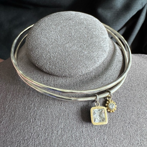 Silpada “in the mix” 925 silver bangle with CZ and brass - Picture 3 of 6